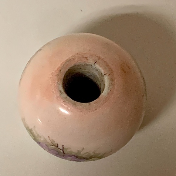 Early Mid Century Floral Bow Hand Painted Porcelain Cane Topper Ball Handle - Picture 8 of 16